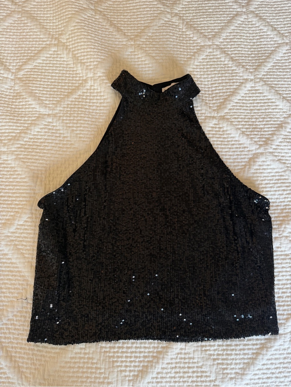 Mango Black Sequin Halter Crop Top